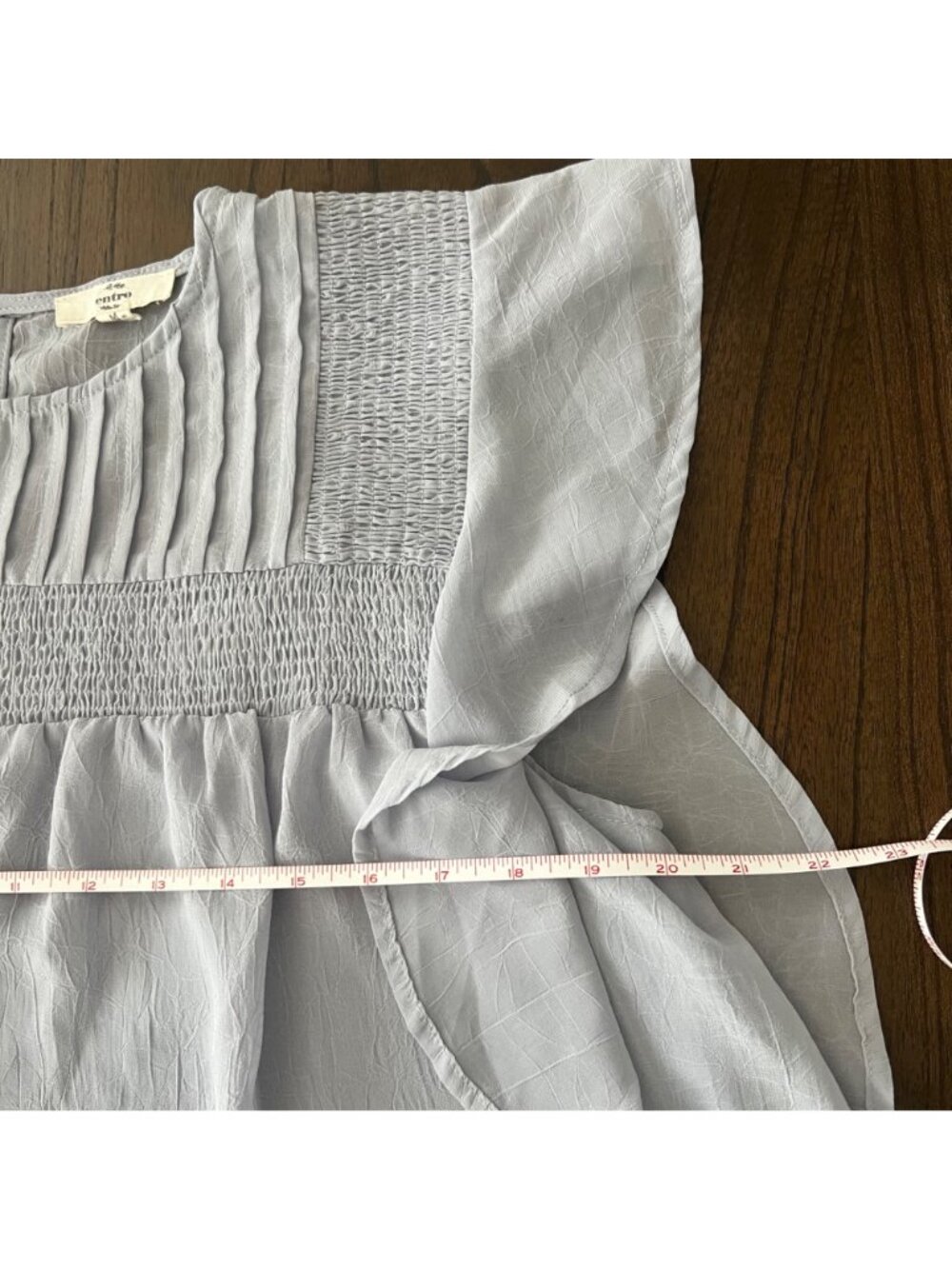 Entro Light Blue Smocked Flutter-Sleeve Blouse - Size M - Picture 10 of 11